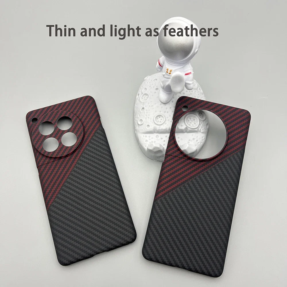 For OnePlus 12 Phone Case Kevlar Aramid Fiber Hard Shell Carbon Fiber Ultra-Thin Lightweight Magnetic Black Protective Cover