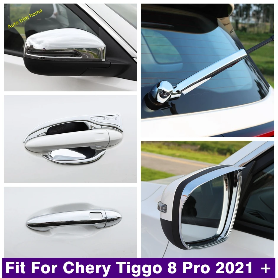 

ABS Chrome Door Handle Bowl Rearview Mirror Decor Cap Rain Eyebrow Rear Window Wiper Cover Trim For Chery Tiggo 8 Pro 2021 2022