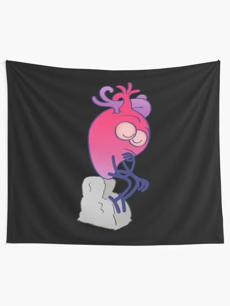The thinker heart seated on a stone pedestal Tapestry Room Decore Aesthetic House Decorations Room Decorator Tapestry