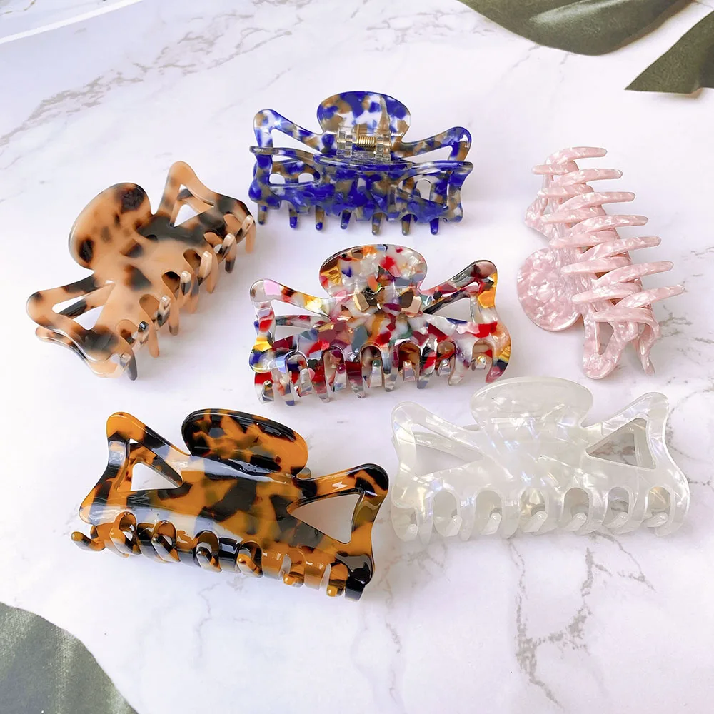 2020 New Acetate Claw Clip for Women Tough Hair Claw Large Size Hair Clip Crab Hair Styling Barrettes for Hair Accessories