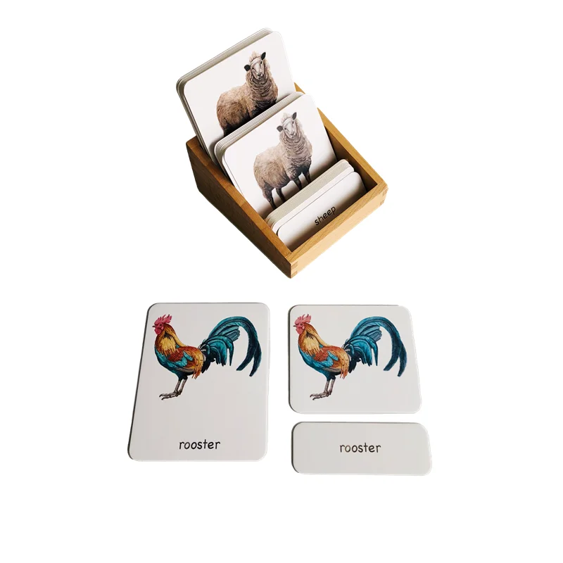 

Montessori Language Materials 3 Part Cards of Farm Animals Matching Game Early Childhood Education Objects Kids Learning Toods