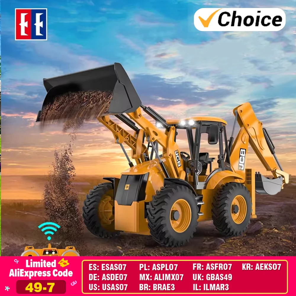 

DOUBLE E E589 RC Loader 1/20 Excavator Remote Control Car Engineering Vehicle Truck Model Bulldozer Trailer Toy for Boys Gifts