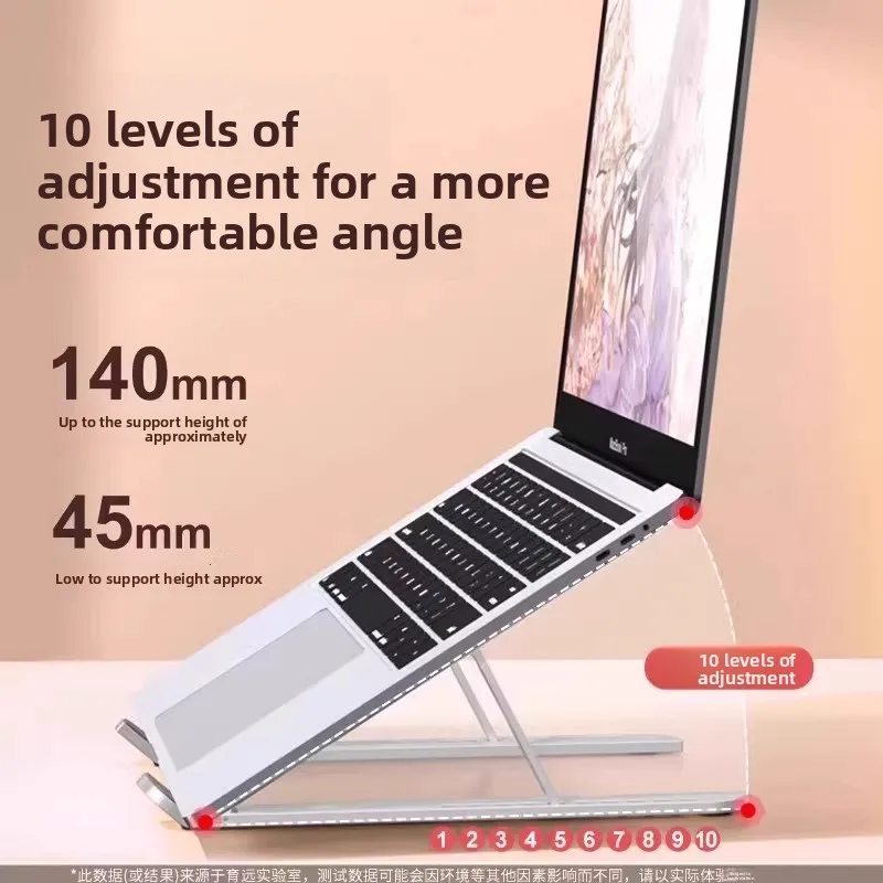 Laptop Stand Hollow Cooling Metal Folding Bracket Portable Height Increase Side Lift Base Flat Gaming Laptop Support Rack Gifts