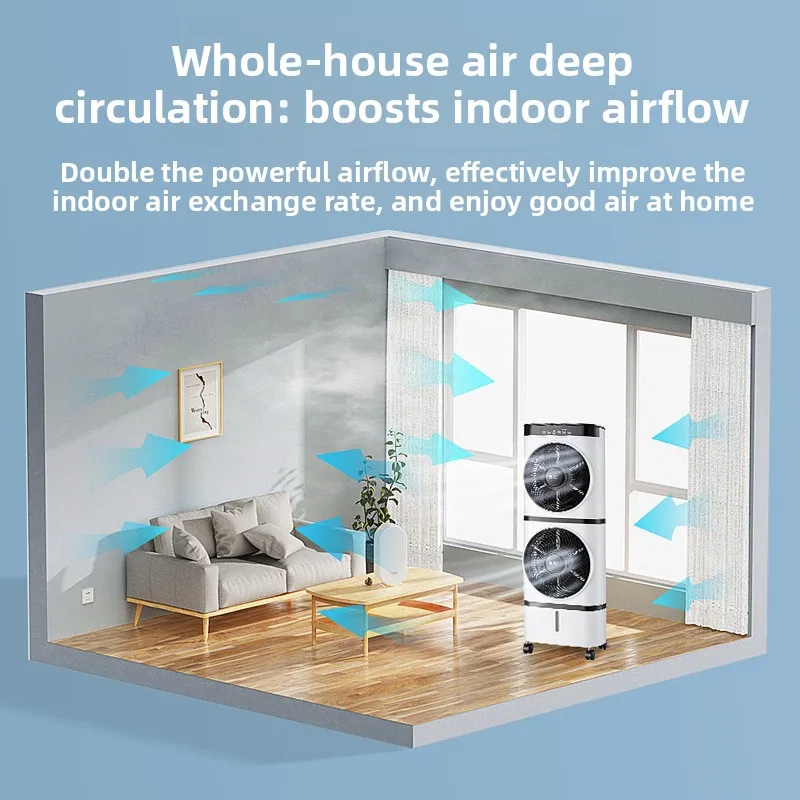 Portable Air Cooler Double Layer Water Cooling Fan Household Evaporative Air Conditioner Fan Silent Mobile Cold Air Fan With Wat view 5