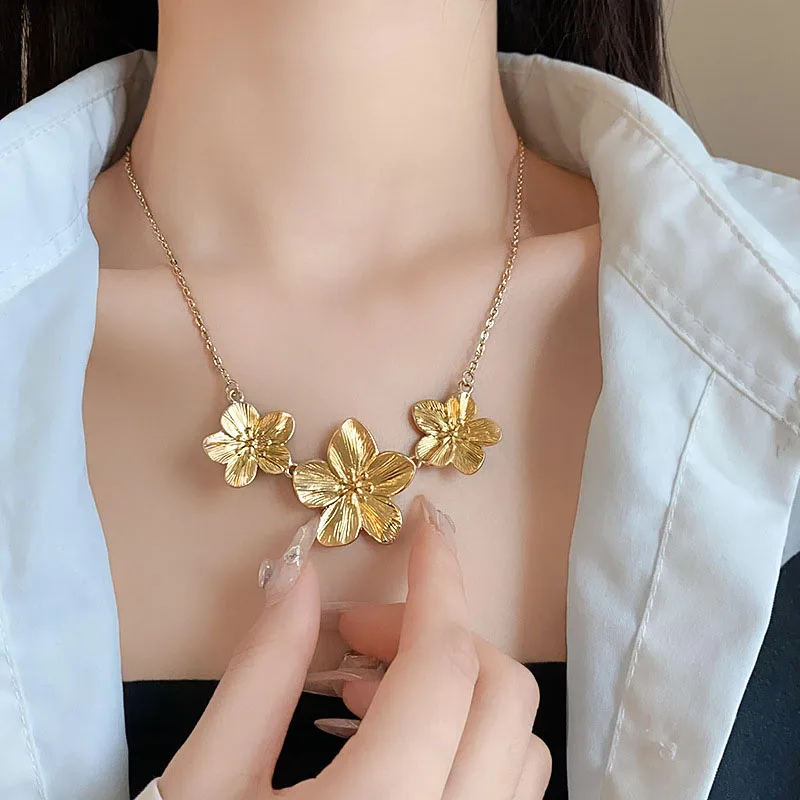 Fashion Vintage Flower Jewelry Sets For Women Necklace Bracelet Earrings Rings Choice Gold Silver Color Trendy Jewelry