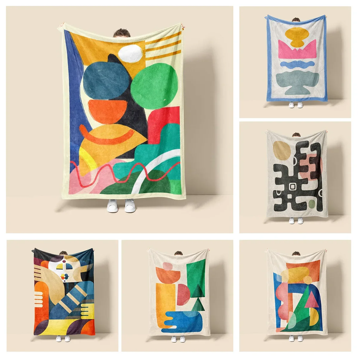 Scandinavian ins style Morandi blanket abstract geometric design anti-static dust Netroots with the same sofa cover blanket