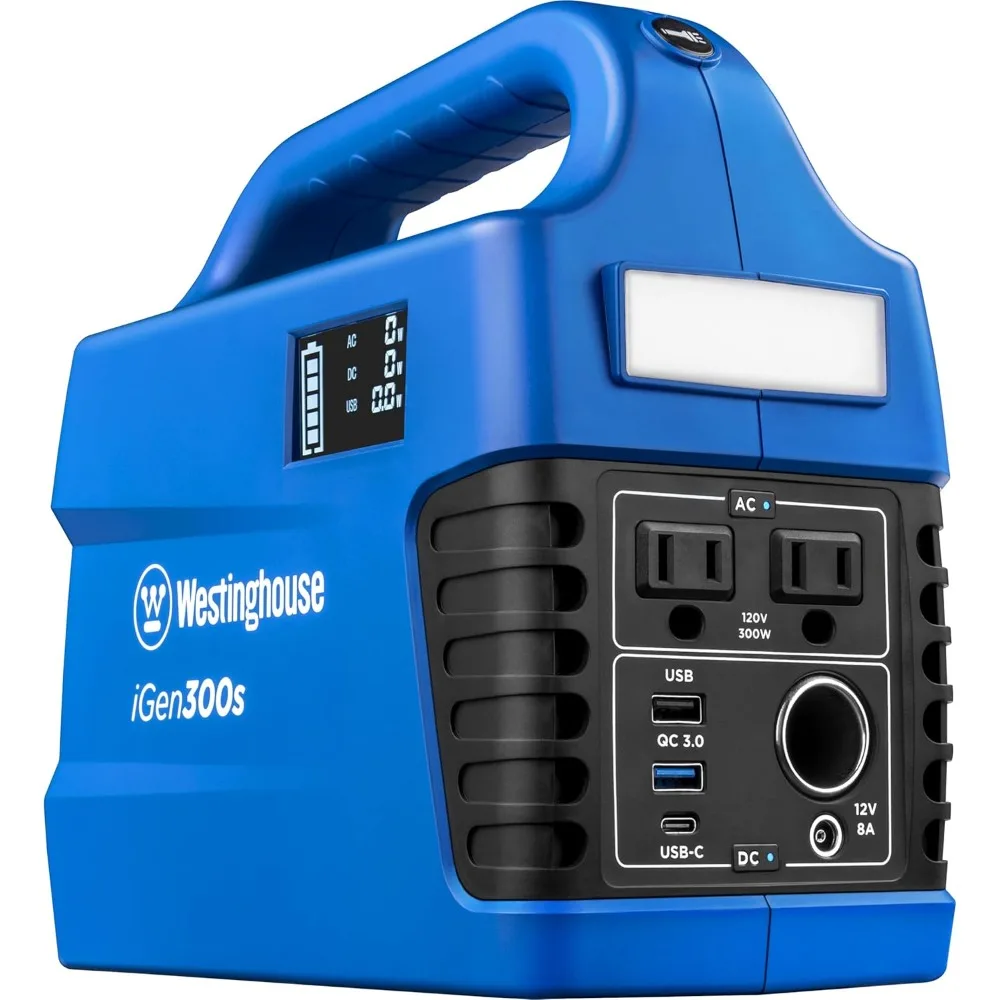 296Wh 600 Peak Watt Portable Power Station and Solar Generator, Pure Sine Wave AC Outlet, Backup Lithium Battery