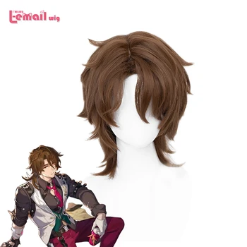L-e-mail peruka syntetyczna gra do włosów Honkai Star Rail Gallagher peruka do Cosplay 40cm brązowy kolor peruka do Cosplay peruka termoodporna
