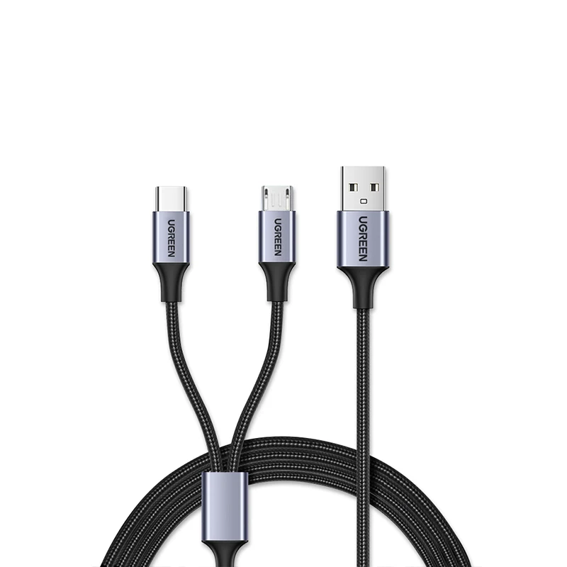 UGREEN 2 in 1 USB a Cable USB a to USB C/Micro Charging Cable Nylon Braided Material