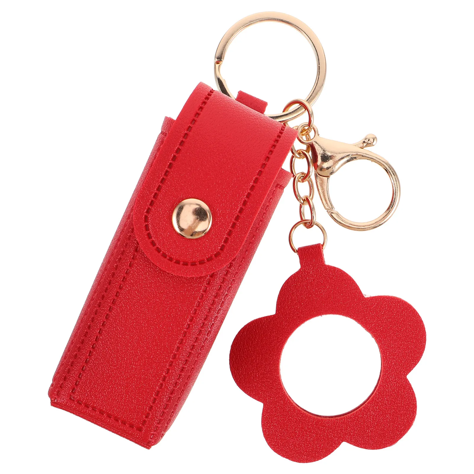 Lipstick Holder Keychain Portable Mirror Travel Organizer Lip Gloss Case Protect Lipstick Damage Daily Use Wallet