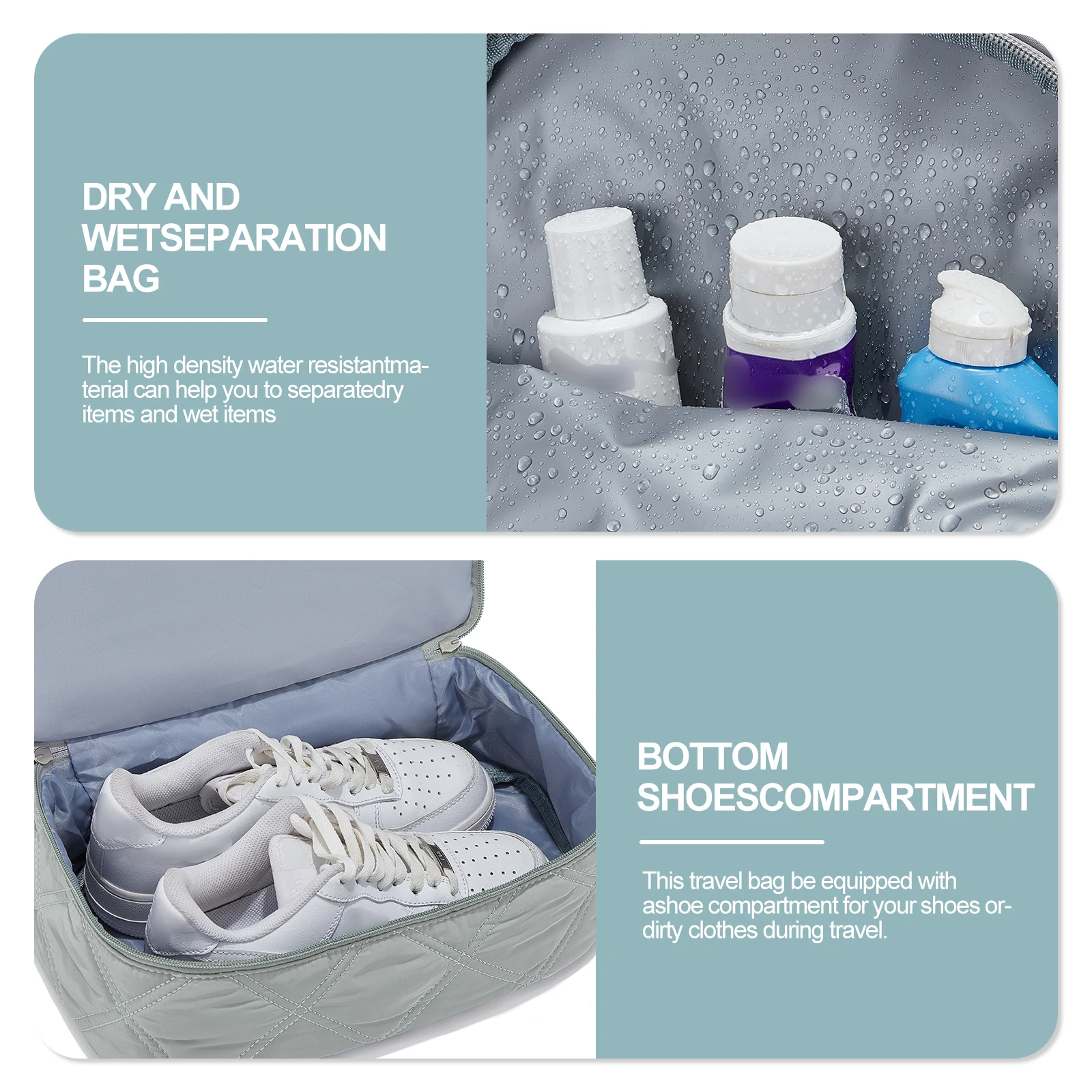 حقيبة ظهر للسفر - خفيفة الوزن، أشرطة قابلة للتعديل، فصل جاف/رطب لصالة الألعاب الرياضية والسباحة والمشي لمسافات طويلة، حقيبة كتف مزدوجة، للاستخدام الخارجي #4