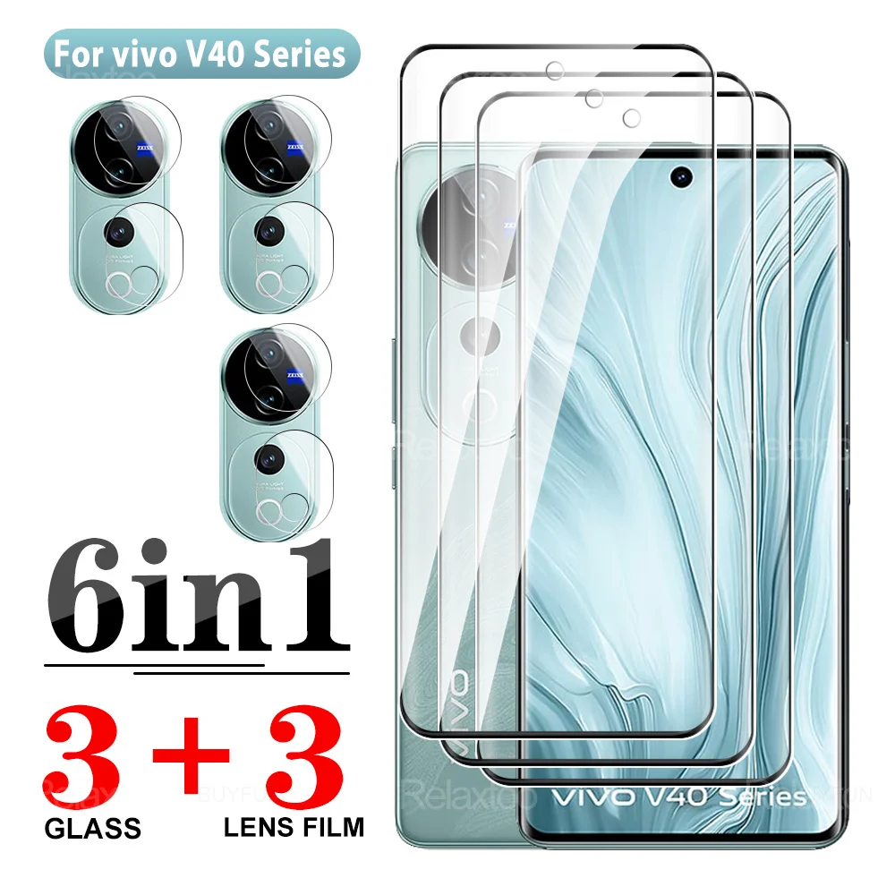 6in1 For vivo V40 Pro V40Pro 5G Full glue curved Protective glass on vivoV40 Lite vivoV40 Pro screen protector lens film 6.78in