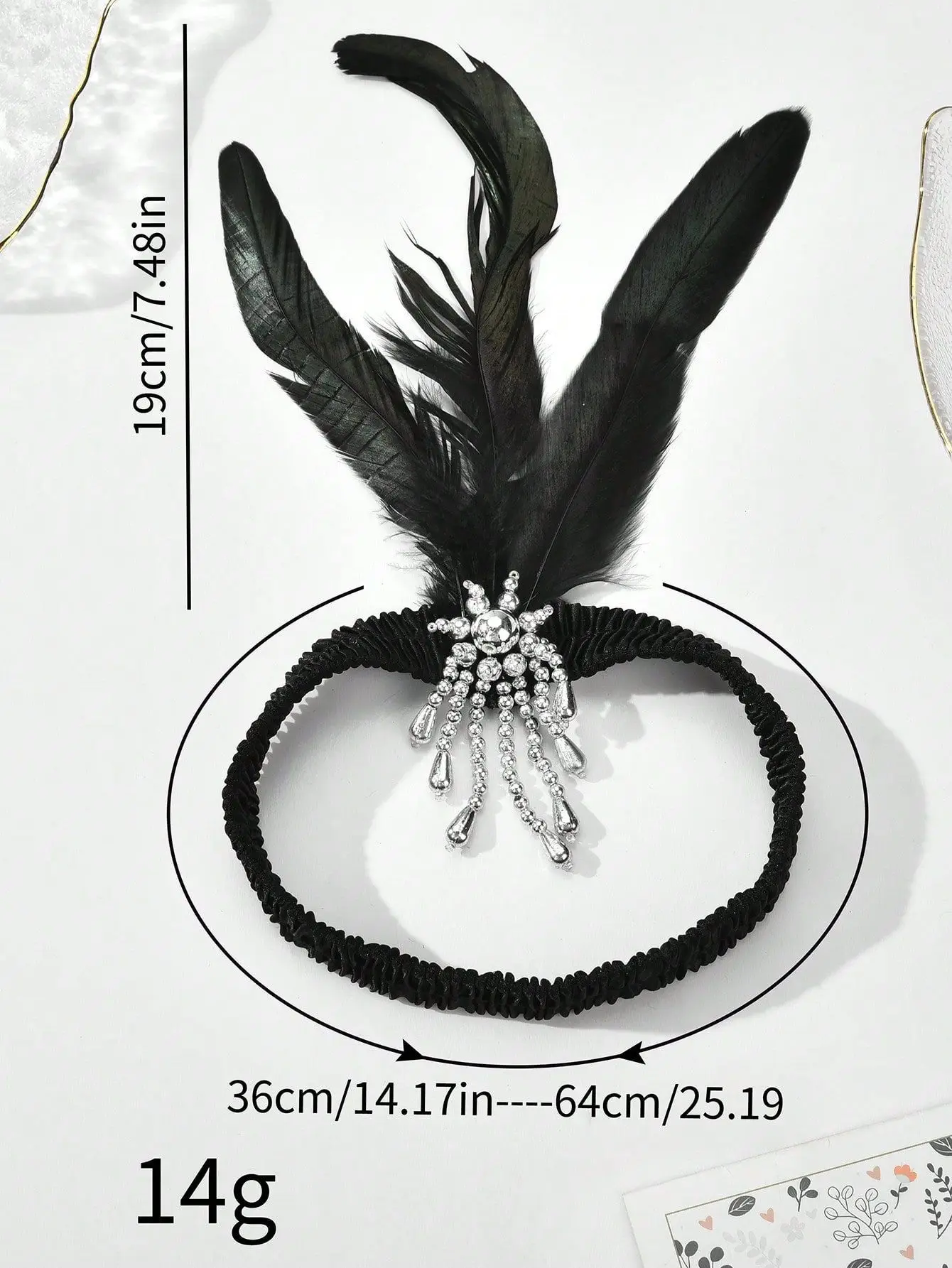 Fascia Anni '20 Per Donna, Cerchietto Con Piume In Stile Gatsby, Accessorio Charleston Per Feste A Tema E Carnevale, Nero