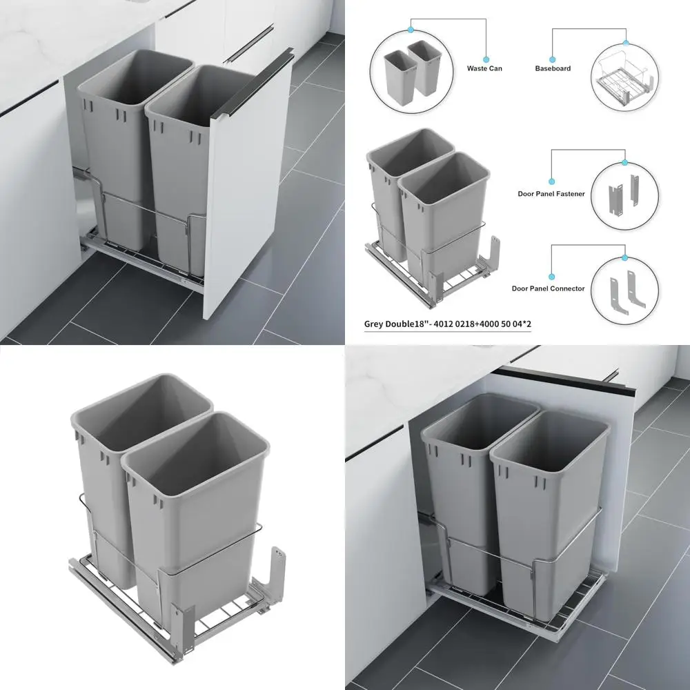 

Корзина для мусора на алюминиевом основании с дверным креплением, двойные пластиковые контейнеры емкостью 50Qt для использования на кухне или в офисе