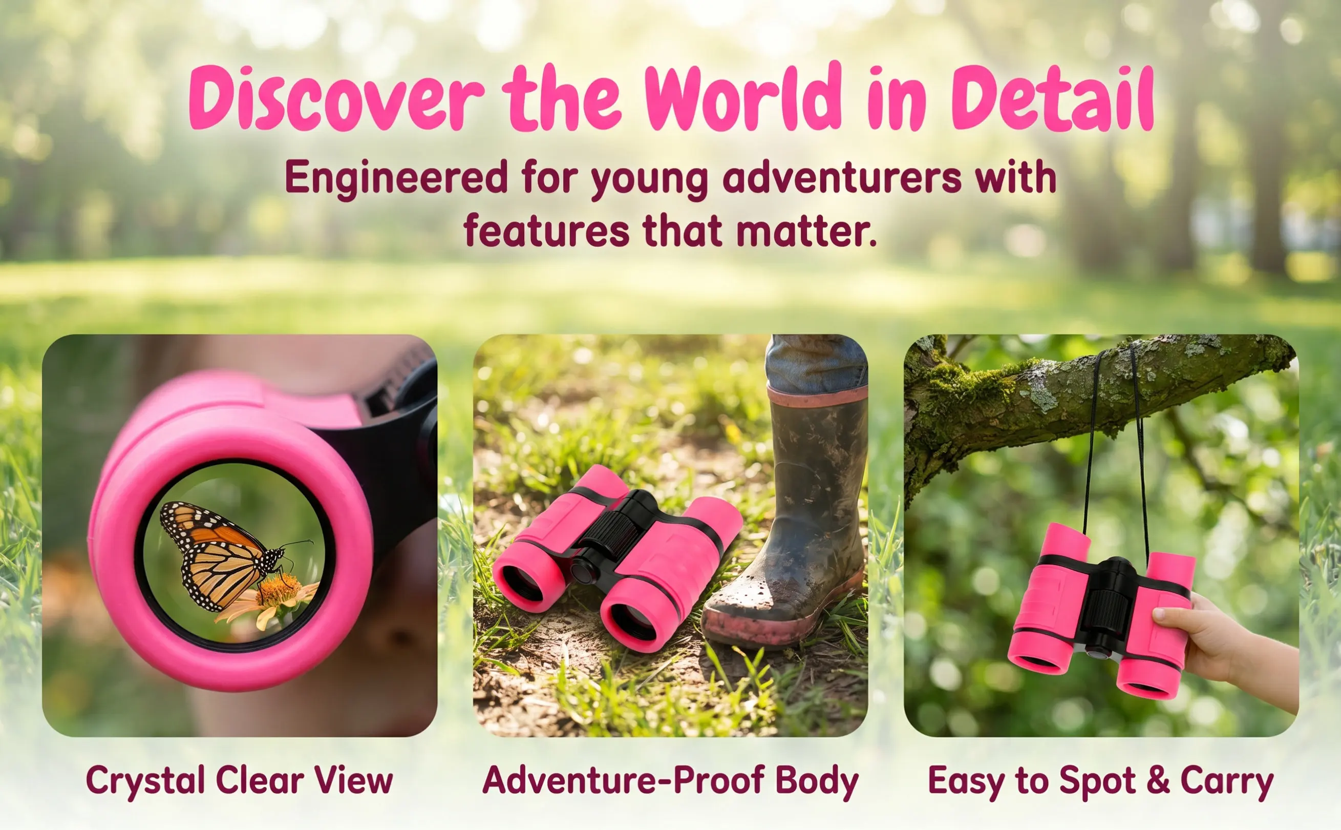 Compact 4x30 Binoculars for Kids Real Optical Shockproof Waterproof Design Perfect for Bird Watching Hiking Sightseeing Learning