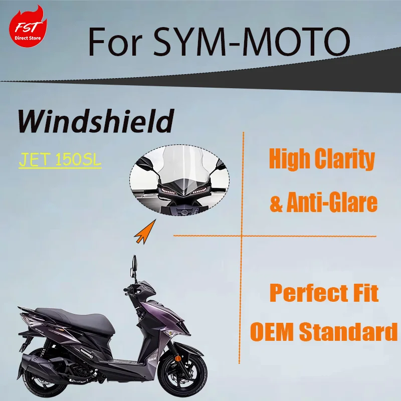 Sporty Windshield for SYM JET 150SL, High-Definition, Stable & Stylish