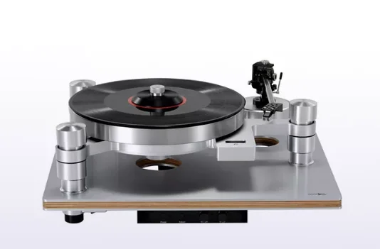 High End Belt Drive Vinyl Turntable,Four-point Vibration Isolation Record Player with Aluminum Platter for Audiophile HiFi Music