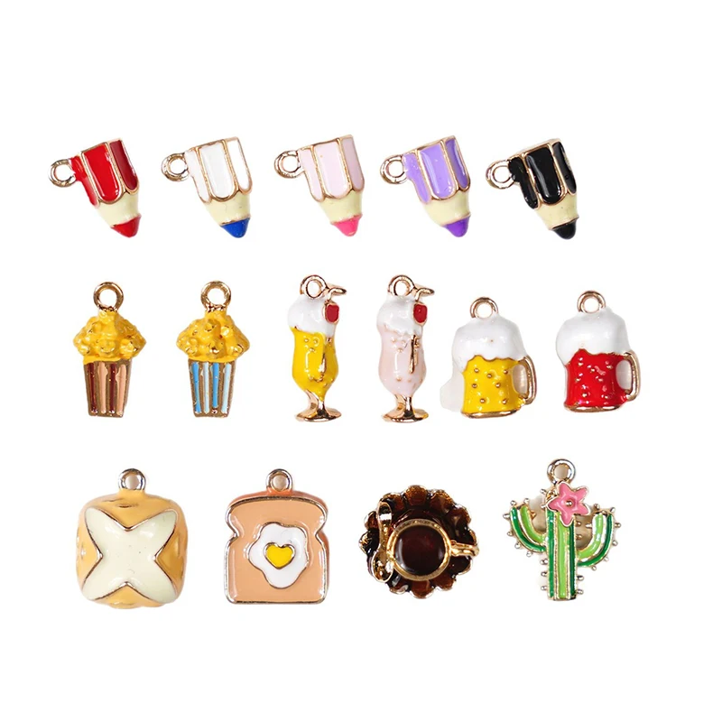 

10 шт./лот DIY микс ювелирных изделий аксессуары сплав карандаш хлеб попкорн кулон для подвесок телефон браслет
