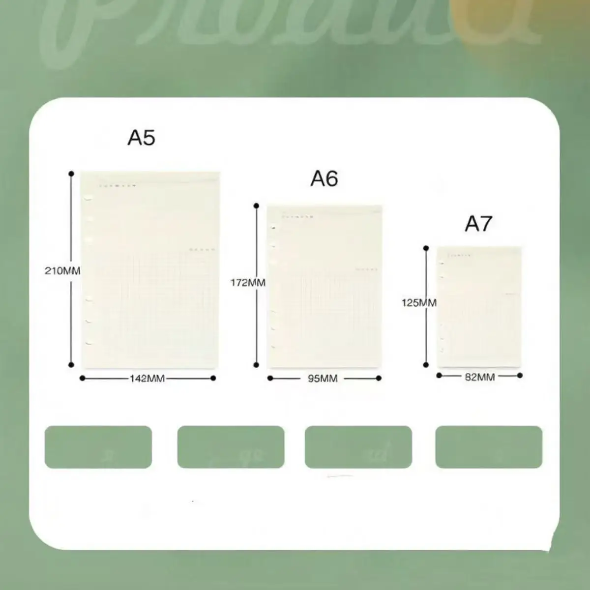 45 Hojas A5 A6 A7, Recambio de Hojas Sueltas para Cuaderno, Hojas Interiores para Encuadernador de Espiral, Hojas Rayadas, en Blanco, Cuadrícula, Papel para Manualidades, Papelería