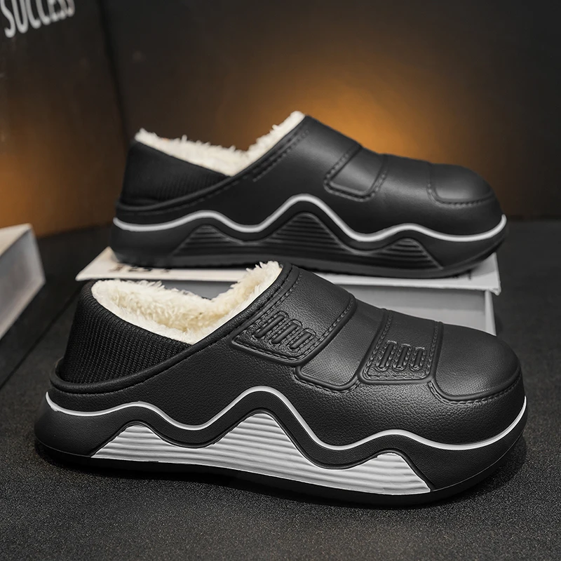 Men Home Clogs New Winter Garden Clog Woman Warm Lining Slipper Waterproof House Shoes Men Kitchen Shoes Home Plush Slipper