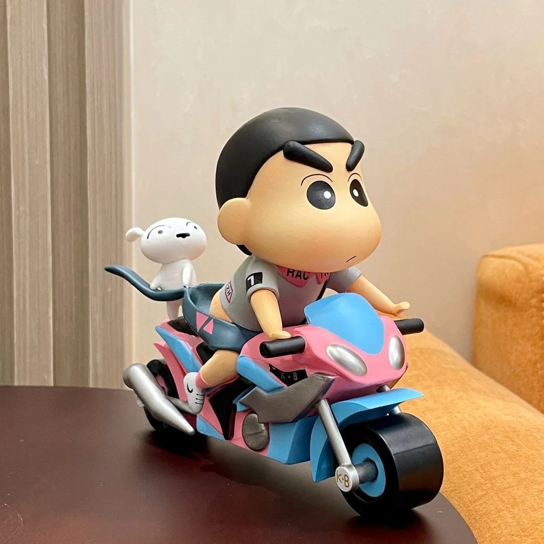 Crayon Shin Chan Anime Figure Motorcycle Cartoon Cute Drive Action Figure Model Desktop Ornaments Statue Collectible Toy Gifts