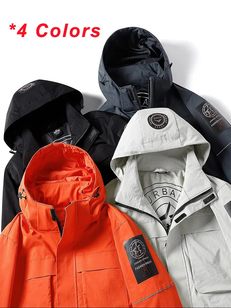 2023 New Spring Men\'s Casual Jacket Outdoor Mountain Windproof and Waterproof Hooded Coats Men Windbreaker Plus Size 8XL