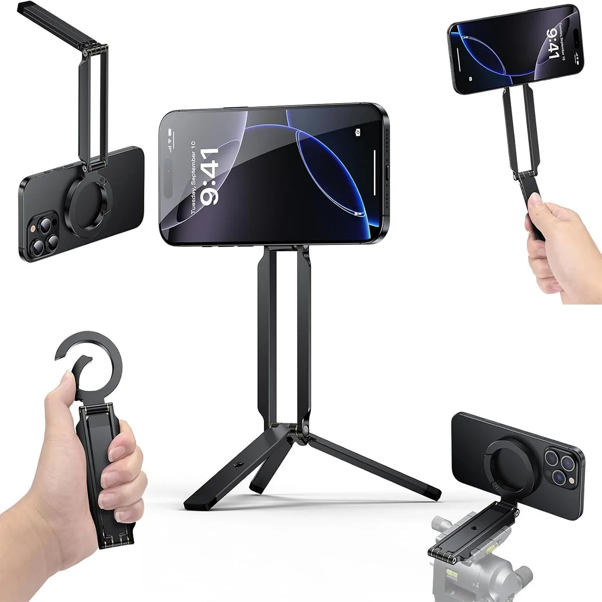 Ultra-Light ABS Magnetic Phone Tripod – Foldable Pocket Stand with MagLock, Compatible with iPhone & All Smartphones