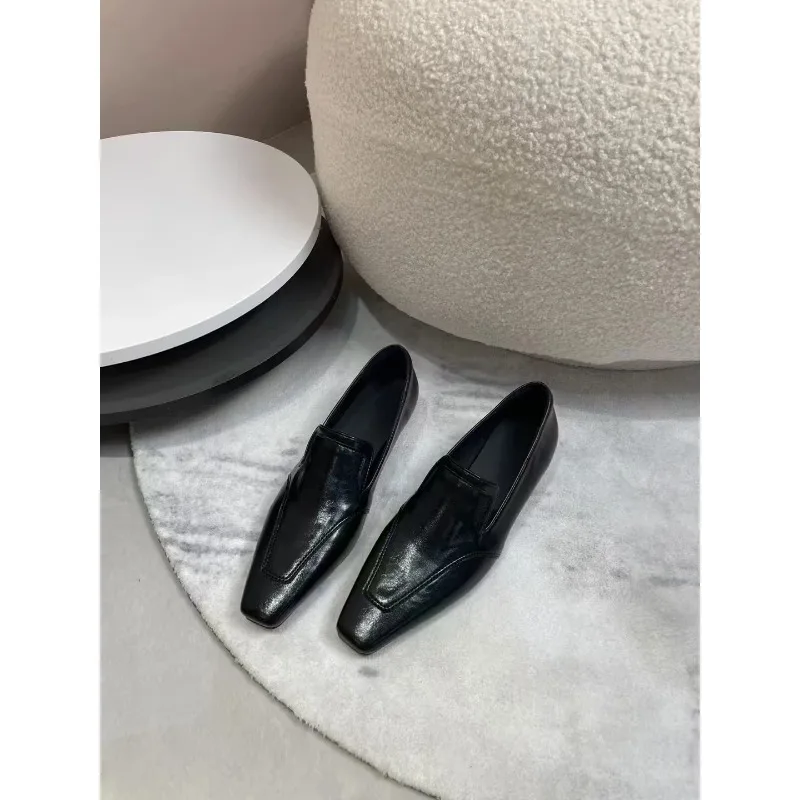 

Mary Jane Commuter Flat Heel Shoes Briti Sle Low Heel Ladies Square Toe Shoes Slip-On Anti-Slip Leather Inner