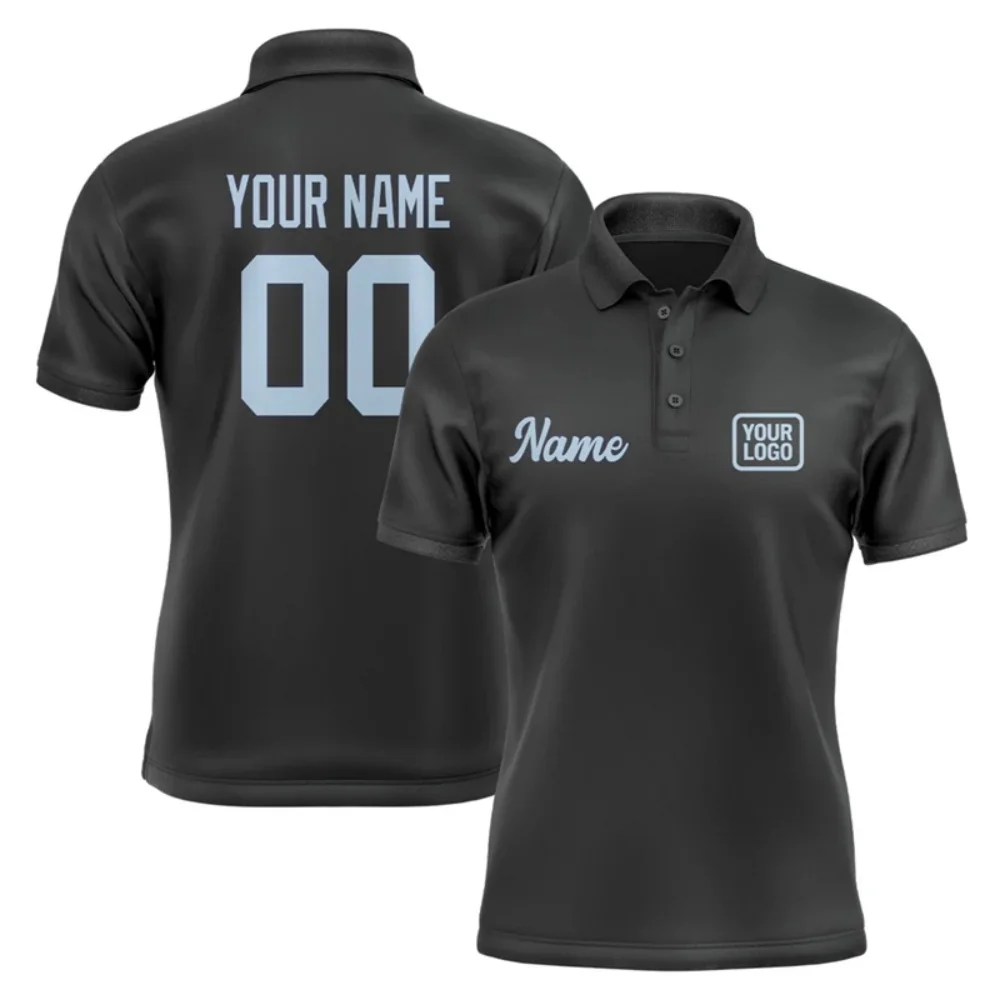 Personalized DIY Black Polo Shirts Customized Name Team Name Logo Number Team Uniforms Loose Darts Bowling Billiards Golf Tops