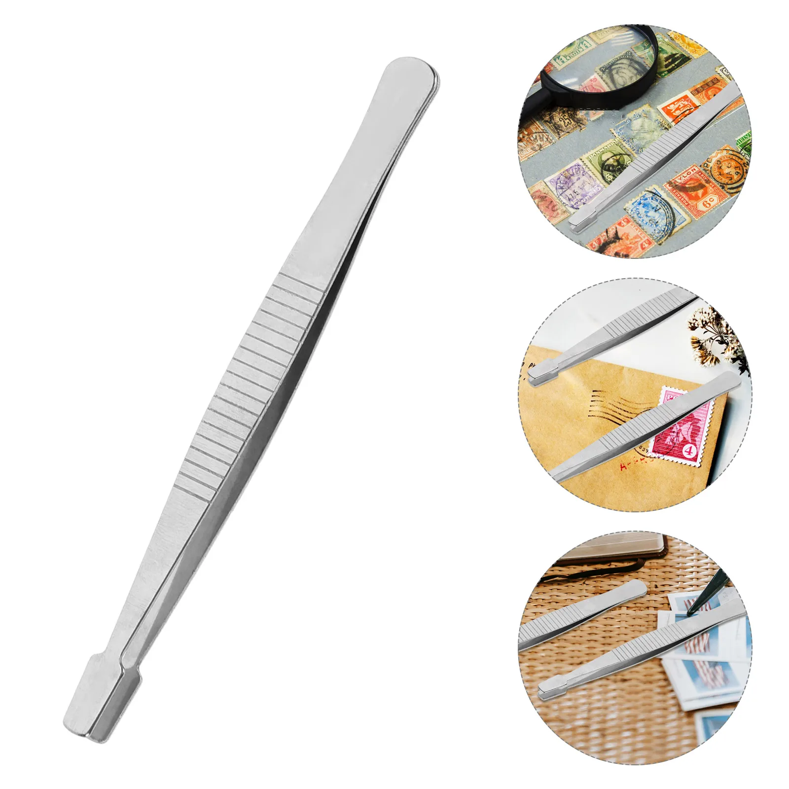 5 szt. Pęsety ze stali nierdzewnej z szerokim końcem do znaczków, artykuły kolekcjonerskie, rękodzieło, aplikacja sztucznych rzęs