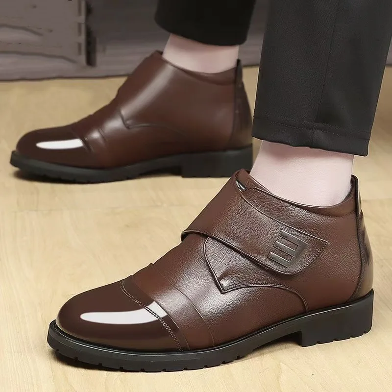 2026 New Men's Boots Plush Mens Dress Leather Shoes Keep Warm Comfortable Cotton Shoes High Top Winter Men Shoes Fashion Zapatos image 5