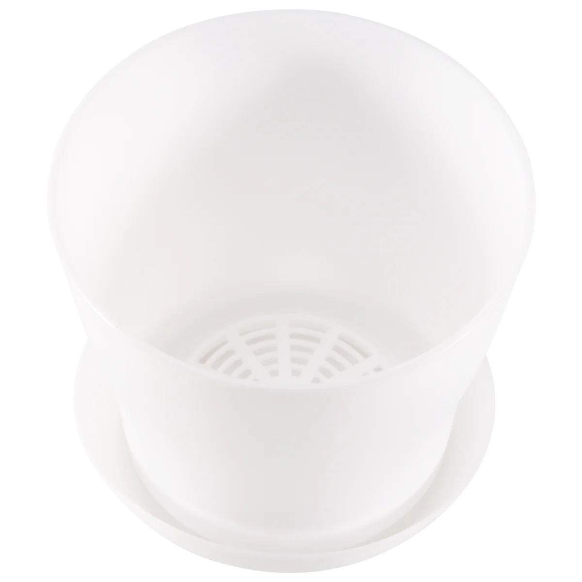 Plastic Plant Flower Pot Planter With Saucer Tray Round Gloss Home Garden Decor, White Upper Caliber -, 14cm / 5.51\