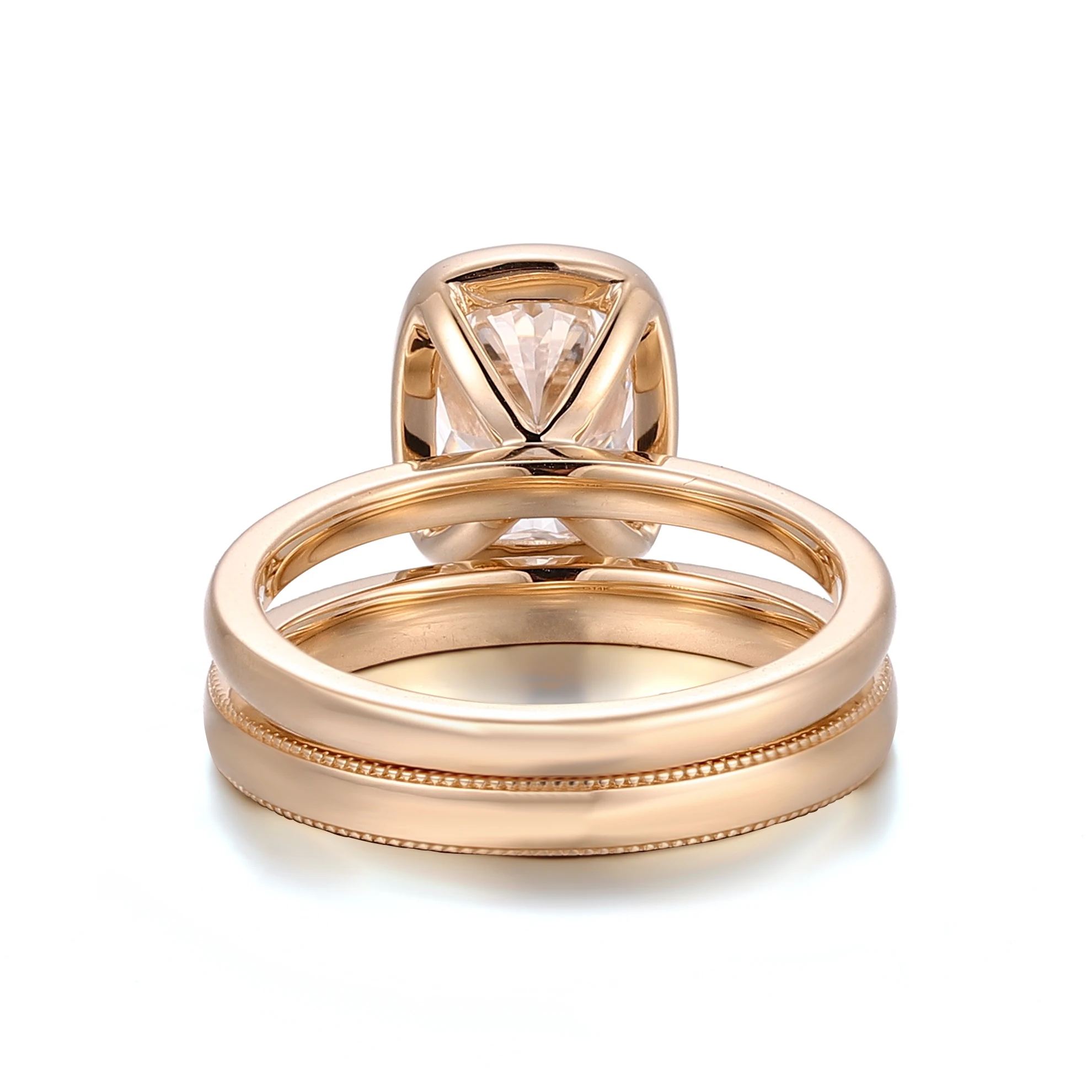 Provence Moissanite Stacking Rings for Women Elongated Cushion Cut D Color Engagement Rings 18K Luxury Rings 2.5 CT Wedding Band