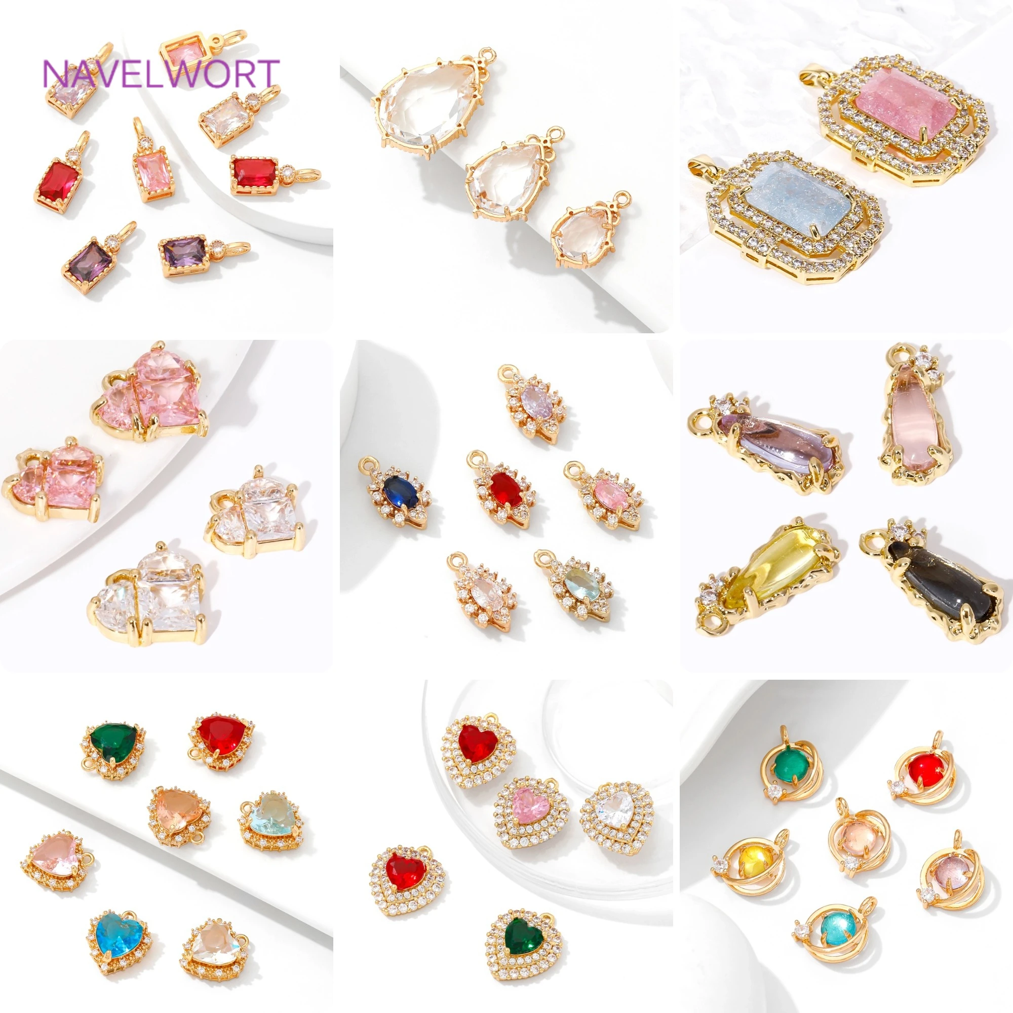 5mm*6.5mm 18K Gold Plated Mini Heart Crystal Glass Charms For Bracelet Making Findings,Pendants For Jewelry,DIY Accessories view 6