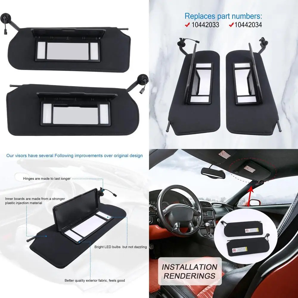 

Automotive Sun Visor with Updated Bright LED Lights Sunvisors Replacement for Corvette C5 Chevrolet 1997-2004 Replaces 10442033