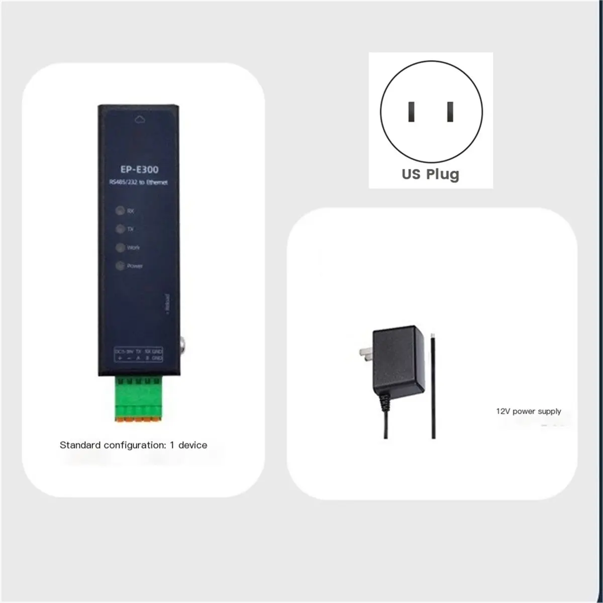 A49T 485 Serial Port Server to Network Port Module Transparent Transmission RS485 Modbus Gateway Rail E300 US PLUG