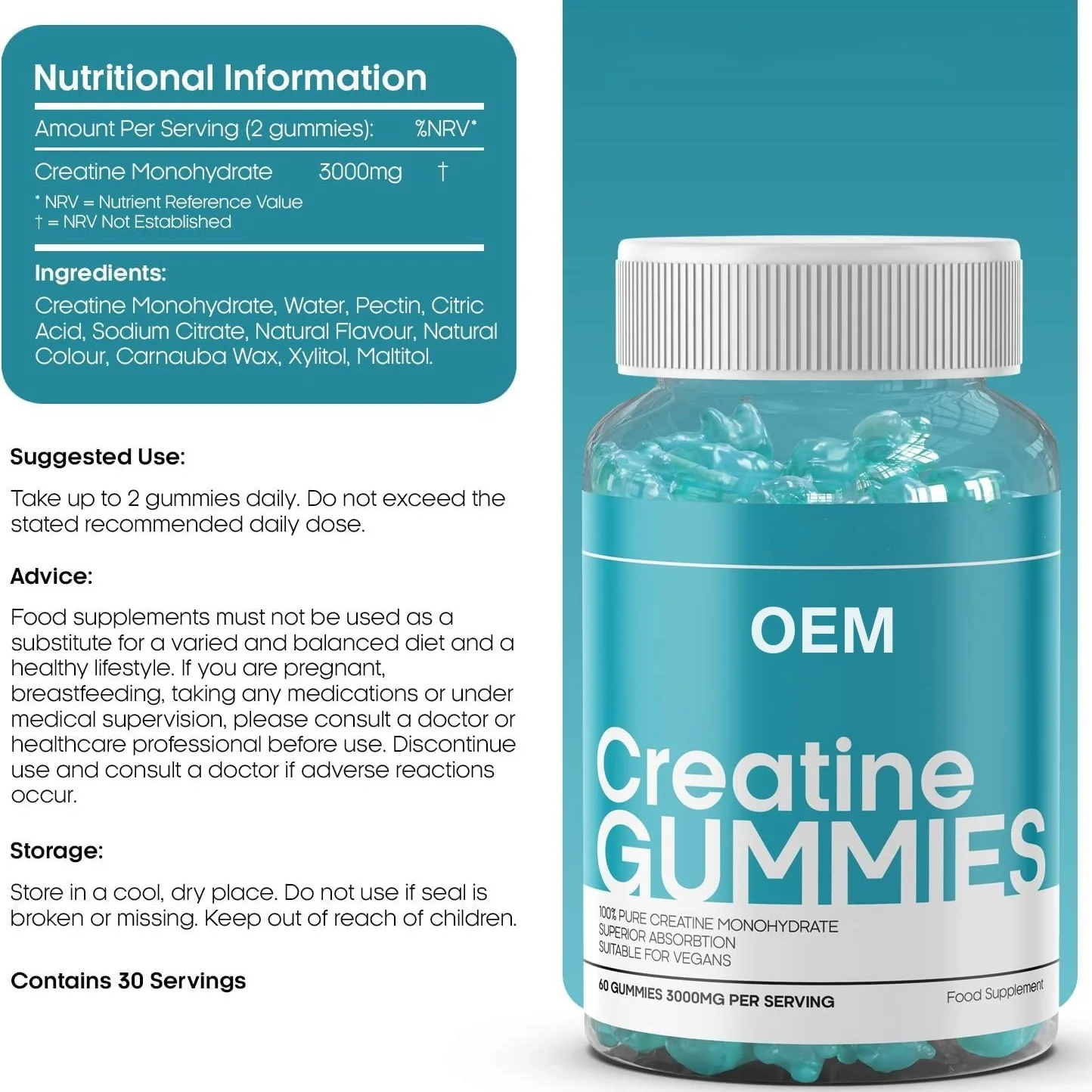 OEM Private label Creatine HCL Energy booster gummies