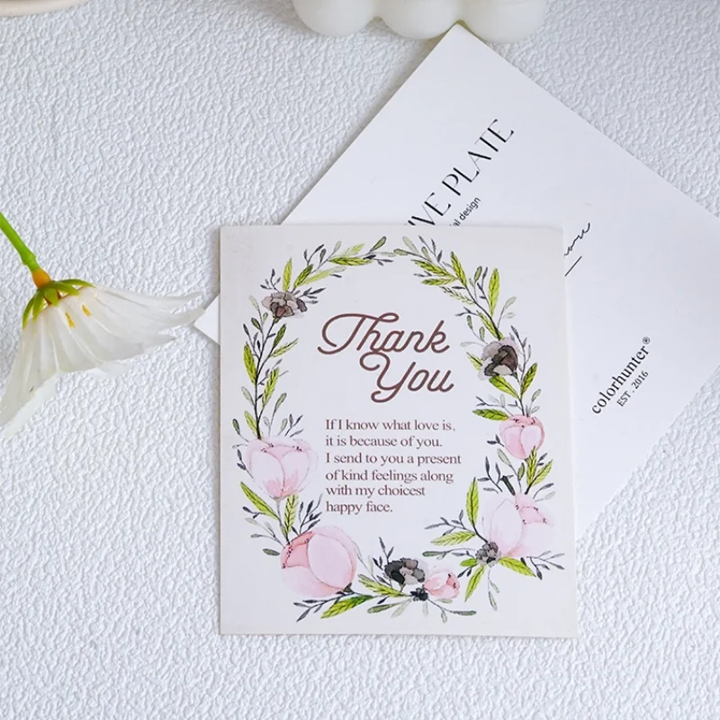 

100Pcs Mother's Day Greeting Cards Thank You Flowers Decorative Message Card Holiday Blessing Card Flower Shop Small Card 10*8cm