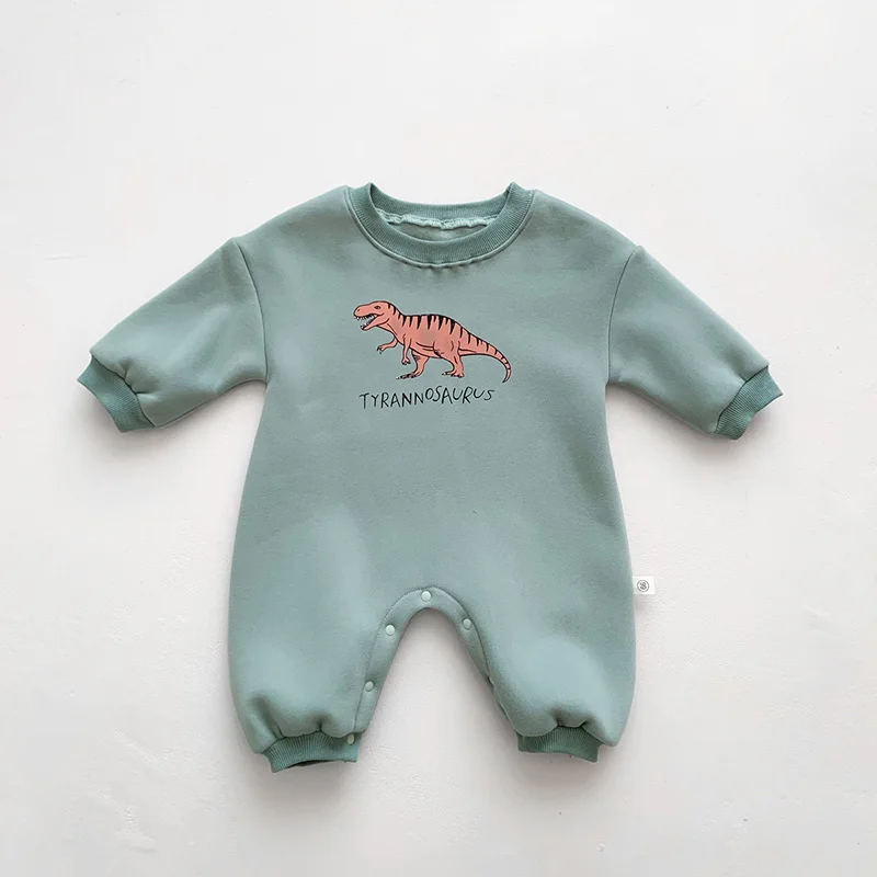 New Arrival Cartoon Dino Print Baby Newborn Rompers Infant Girls Jumpsuits Long Sleeve Boys Clothing One Pieces