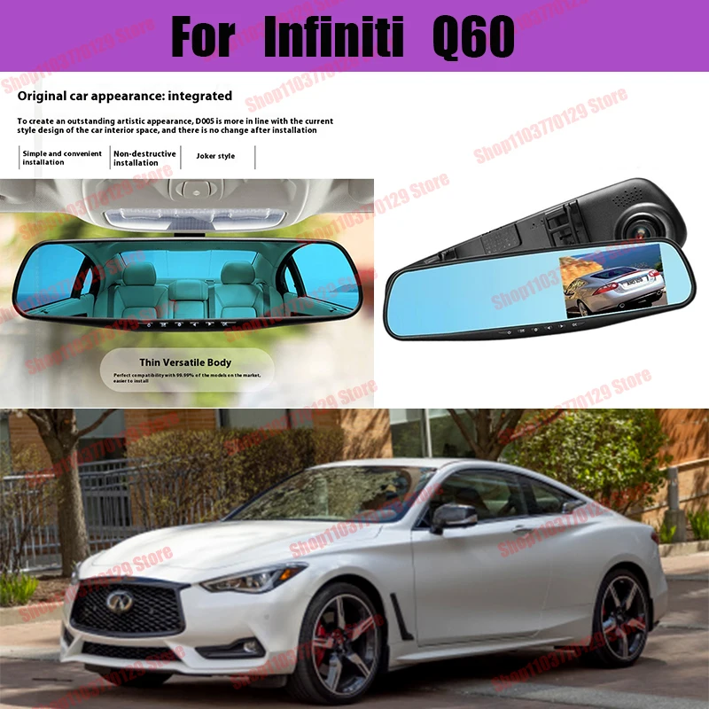 

For lnfiniti Q60 High definition dual lens driving recorder with front and rear dual recording reverse images Car dvr