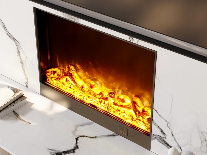 Factory Direct Customized 1480mm Black Decorative Heated Electric Fireplace Simulated Flame Remote Control English for Hotel Use - view 6