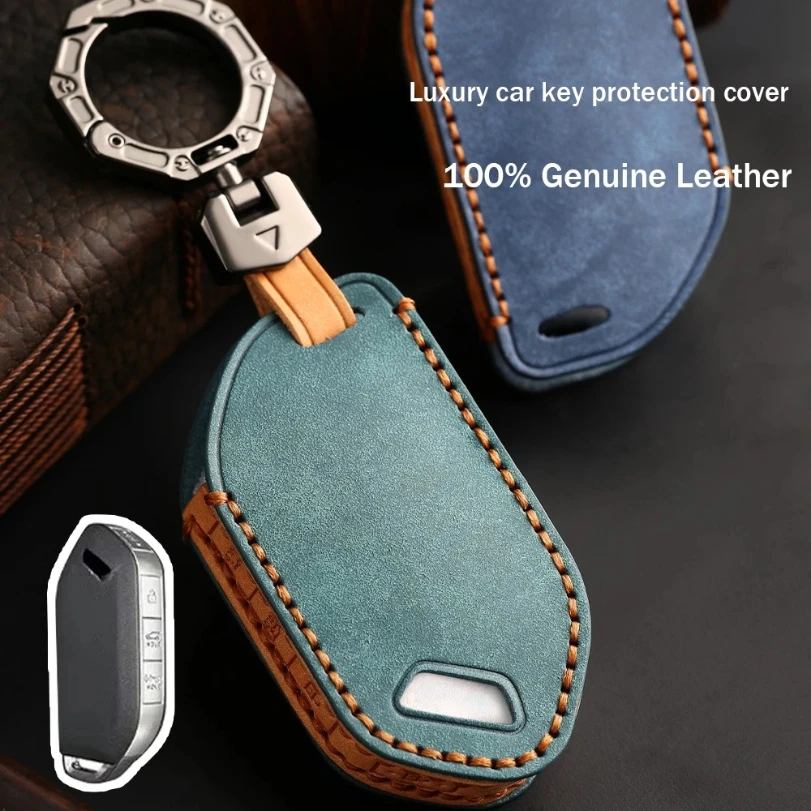 

Genuine Leather Car Key Case Cover for Kia EV9 Picanto Carnival Seltos Sorento Morning K5 KA4 EV3 2024 2025 Accessories
