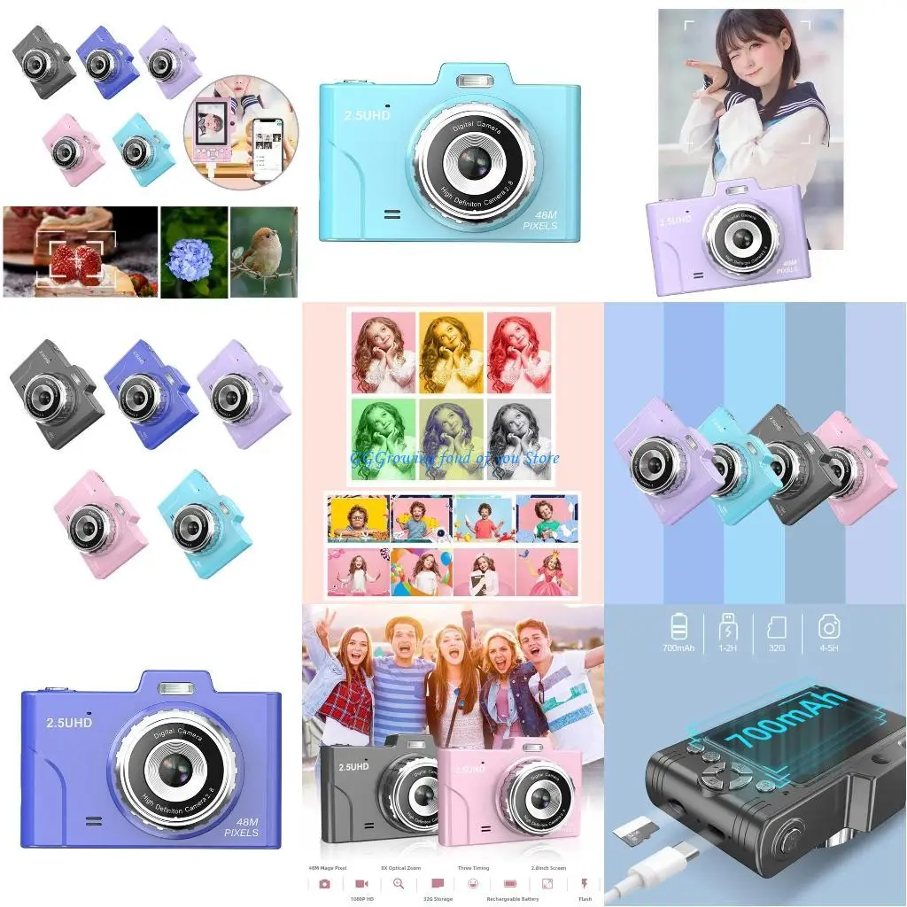 

H9EB 48MegaPixels Rechargeable 1080P Digital Camera CCD Camera Support Storage Card