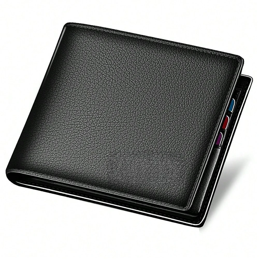 

Men's Genuine Leather Bifold Wallet, Slim Casual Style with Zipper Coin Pocket