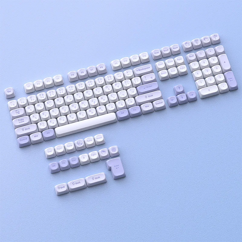 Blue-purple soda keycap five-sided hot sublimation MOA height small full set of 120 + key PBT material