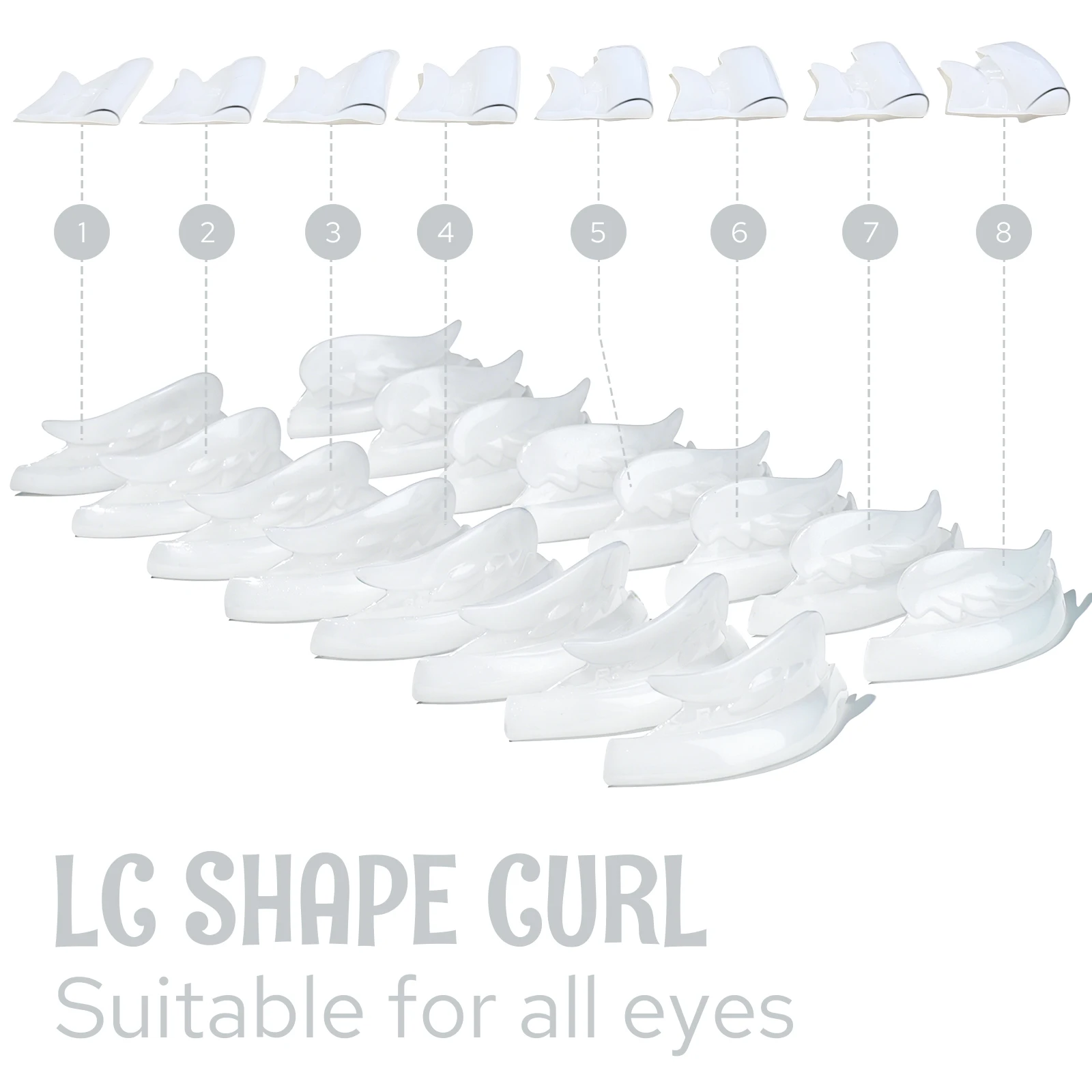 Lomansa 8 Pairs LC Curl Silicone Eyelash Perm Pads Sticky Lashes Rods Shield Lifting 3D Eyelash Curler Accessories Makeup Tools