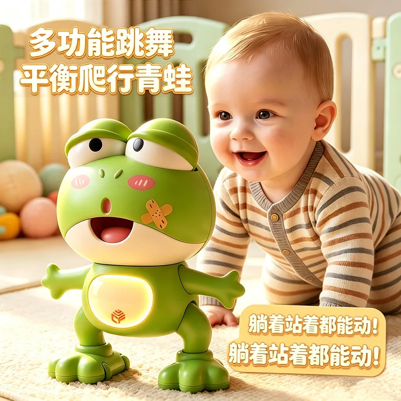 Kids Dancing Frog Toy Automatic Obstacle Avoidance Glide Light Music Early Learning Baby Tummy Time Educational Gift