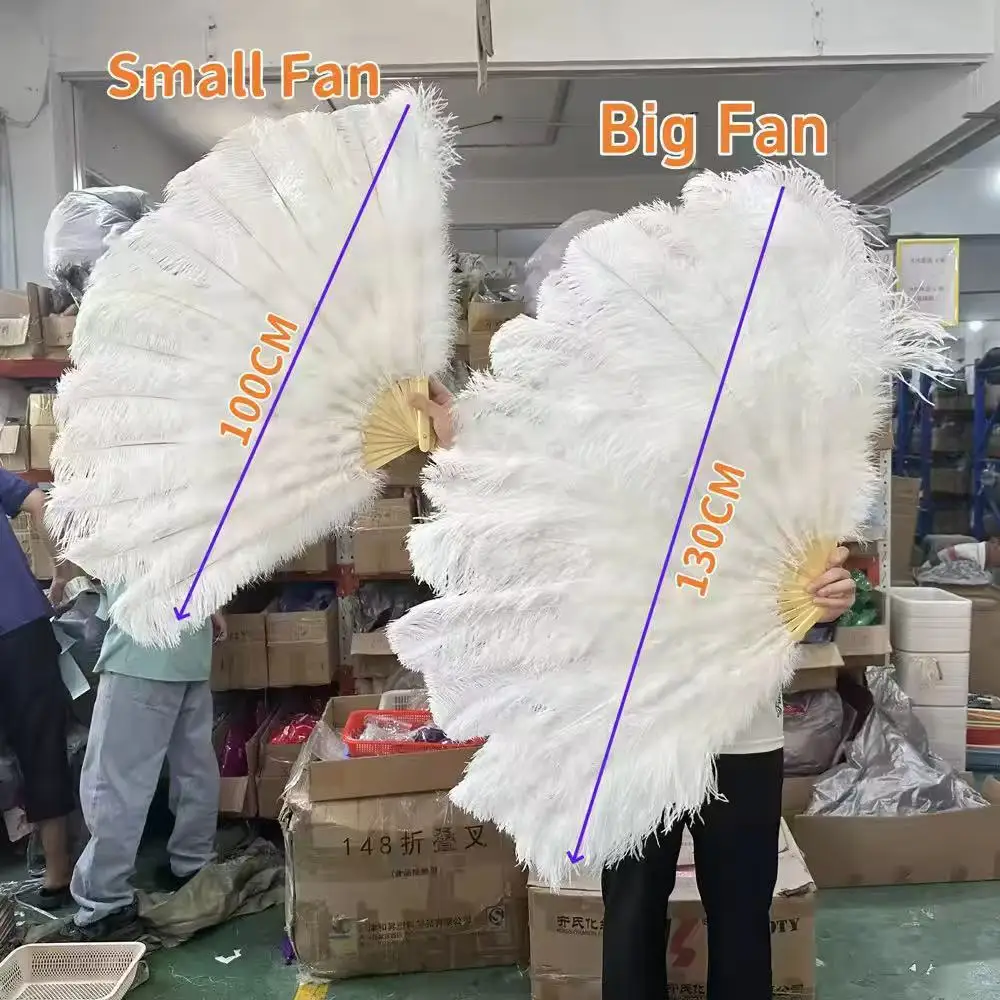 내추럴 핑크 타조 깃털 부채 100cm 130cm 접이식 휴대용 깃털 부채 파티 벨리댄스 웨딩 공예 액세서리