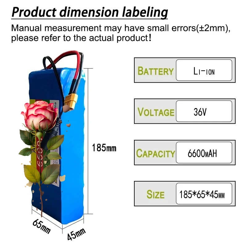 36V 6600mAH  Rechargeable lithium ion 10s2p Battery Pack, for Double Wheel Balance Vehicle Balance Car Parts