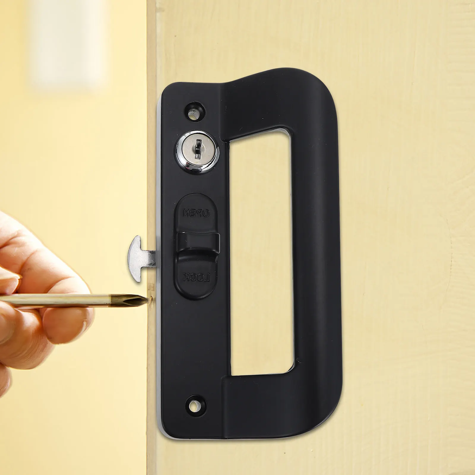 

1Set Sliding Door Lock Set Aluminum Alloy Patio Pull Flush Handle Replacement for Barn Closet Garage Sliding Door